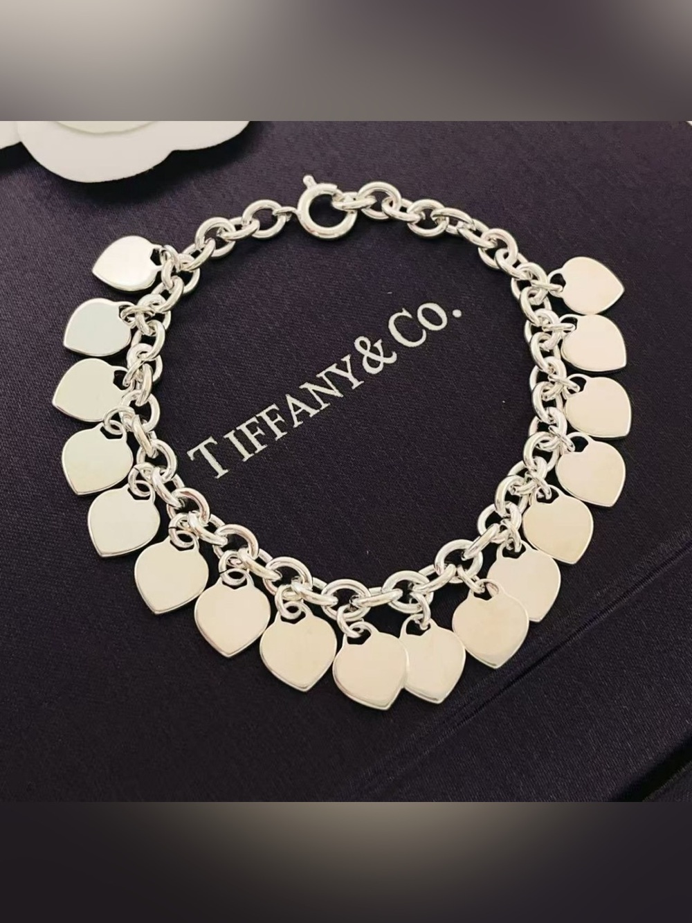 Tiffany & Co. Sterling Silver Multiple Heart Charm Bracelet - Silver